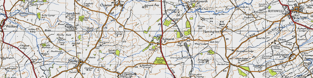 Old map of Kelmarsh in 1946