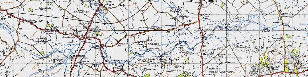 Old map of Kelmscott in 1947