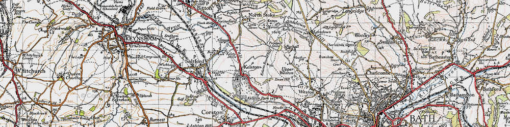 Old map of Kelston Round Hill in 1946