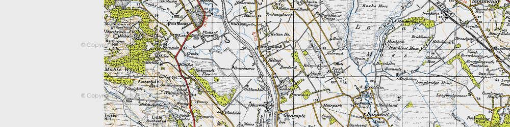 Old map of Whinnyhill in 1947