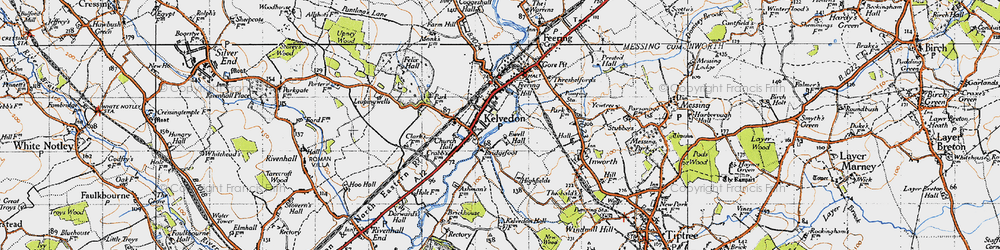 Old map of Kelvedon in 1945