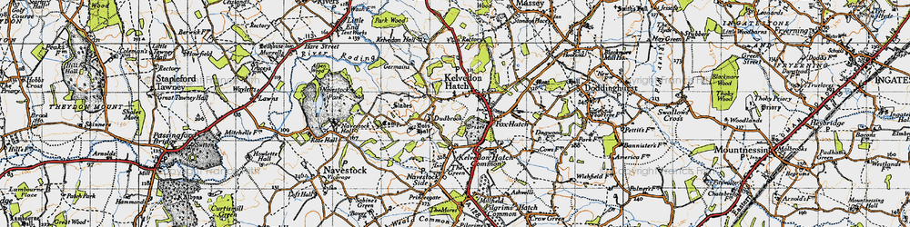 Old map of Kelvedon Hatch in 1946