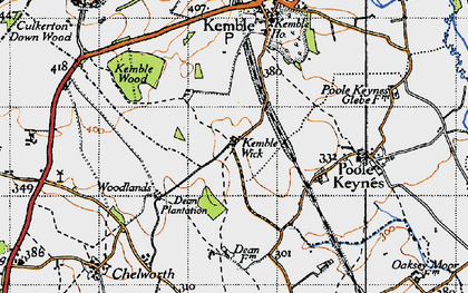 Old map of Kemble Wick in 1947