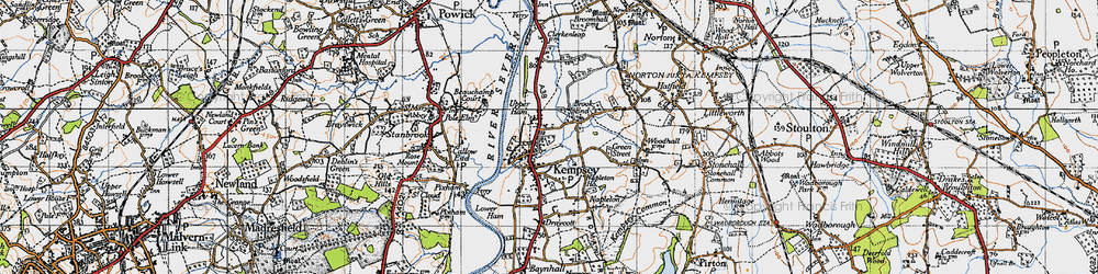 Old map of Kempsey in 1947