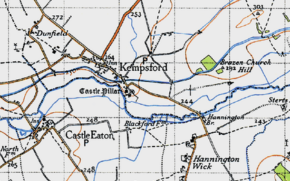 Old map of Kempsford in 1947