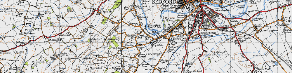 Old map of Kempston Church End in 1946