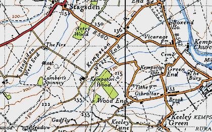 Old map of Kempston West End in 1946