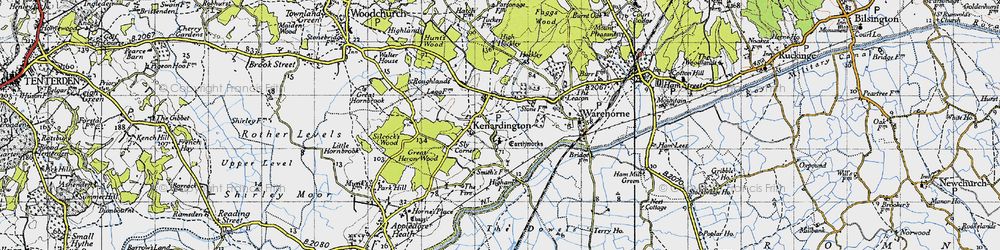 Old map of Kenardington in 1940