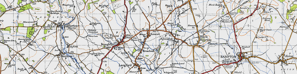 Old map of Kencot in 1947