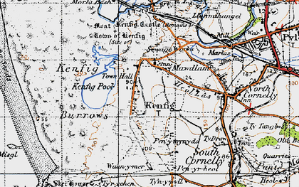 Old map of Kenfig in 1947