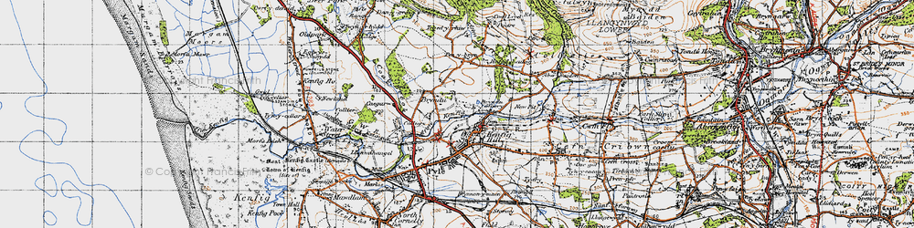 Old map of Twyn-yr-hydd in 1947