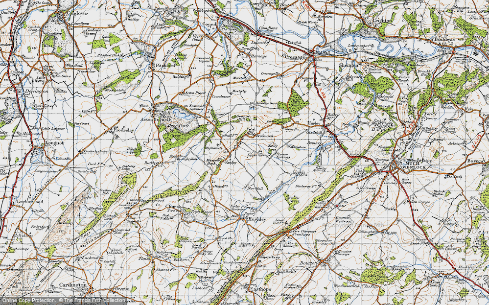 Old Map of Historic Map covering Broomcroft in 1947