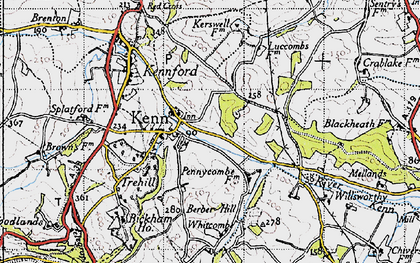 Old map of Bickham Ho in 1946
