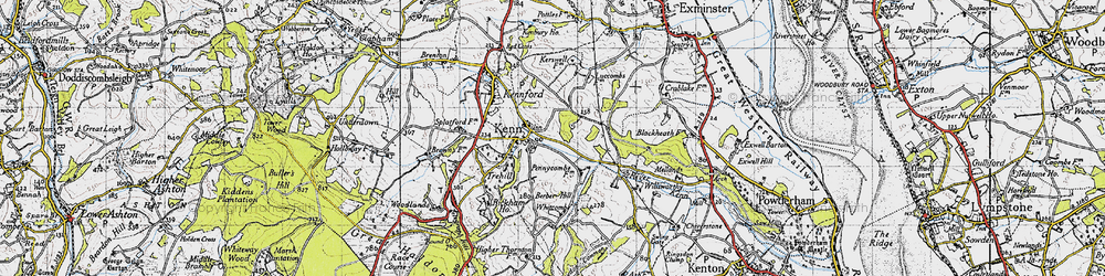 Old map of Bickham Ho in 1946