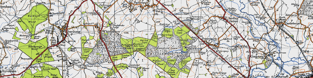 Old map of Whittlewood Forest in 1946