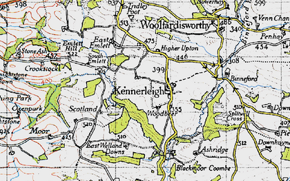 Old map of Kennerleigh in 1946