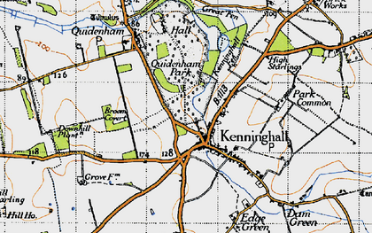 Old map of Kenninghall in 1946