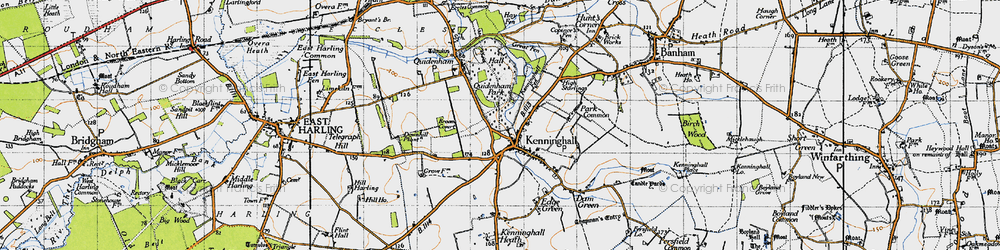 Old map of Kenninghall in 1946
