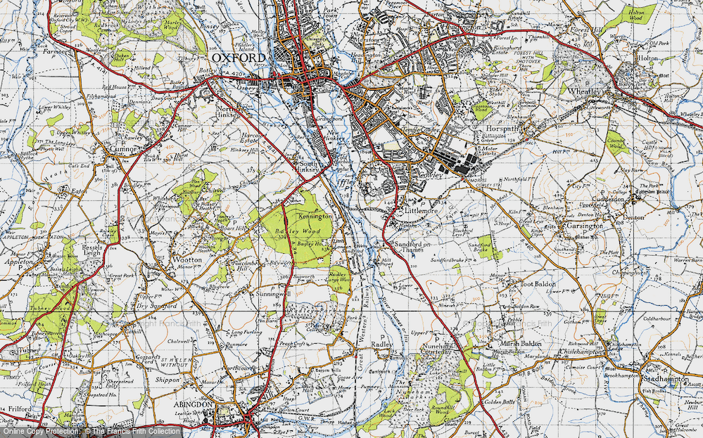 Old Map of Historic Map covering Bagley Wood in 1947