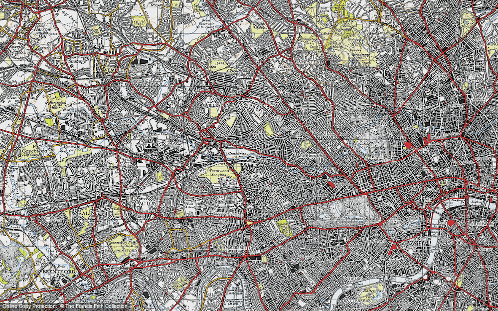 Old Map of Kensal Green, 1945 in 1945