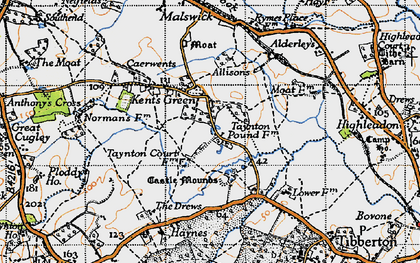 Old map of Kent's Green in 1947
