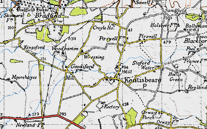 Old map of Kentisbeare in 1946
