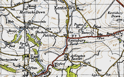 Old map of Kentisbury Ford in 1946