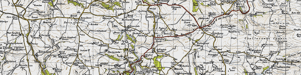 Old map of Kentisbury Ford in 1946