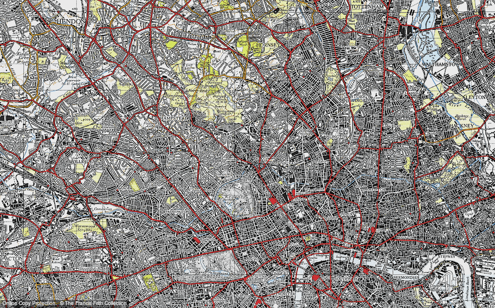 Old Map of Kentish Town, 1945 in 1945