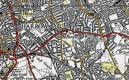 Old map of Kenton in 1945
