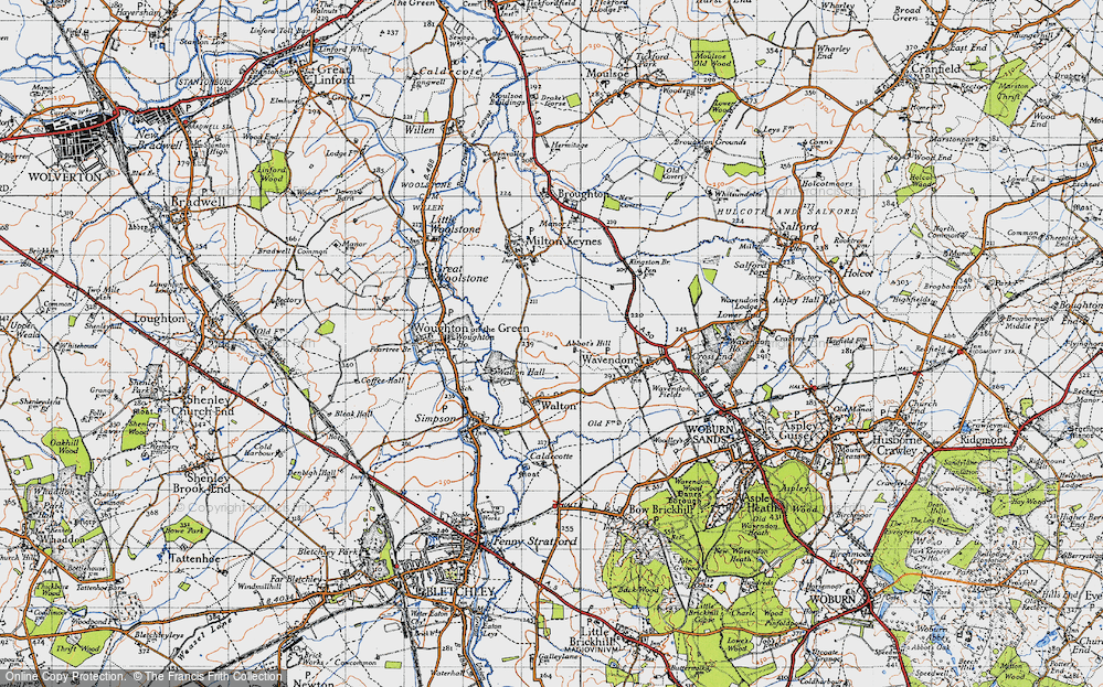 Old Map of Historic Map covering Monkston in 1946