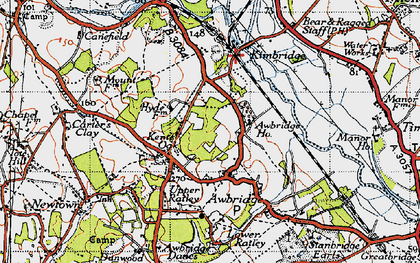 Old map of Awbridge Ho in 1945