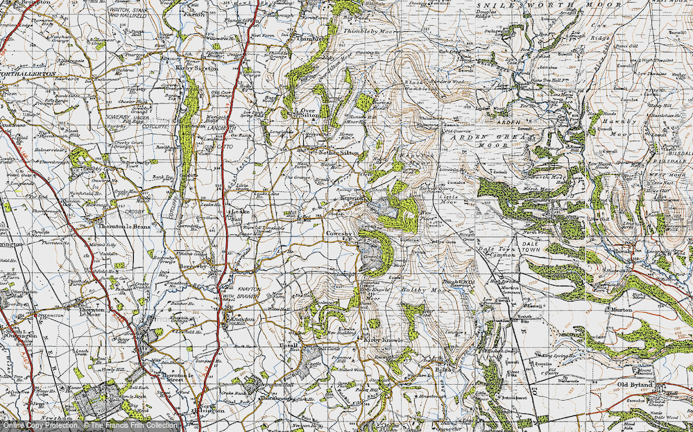 Old Map of Historic Map covering Whitestone Scar in 1947