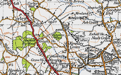 Old map of Keresley in 1946