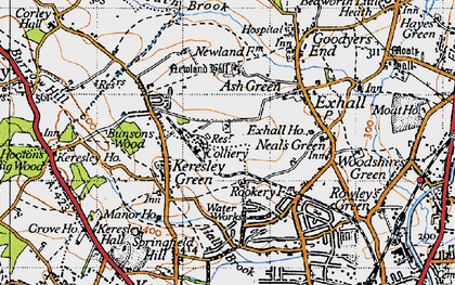 Old map of Keresley Newlands in 1946