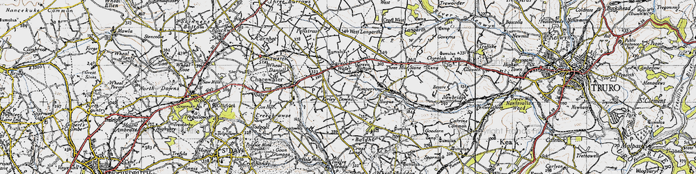 Old map of Kerley Downs in 1946