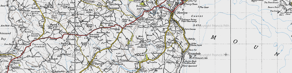 Old map of Kerris in 1946
