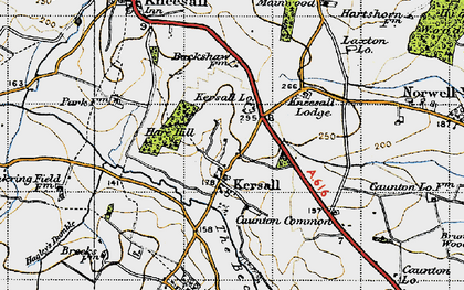 Old map of Kersall in 1947