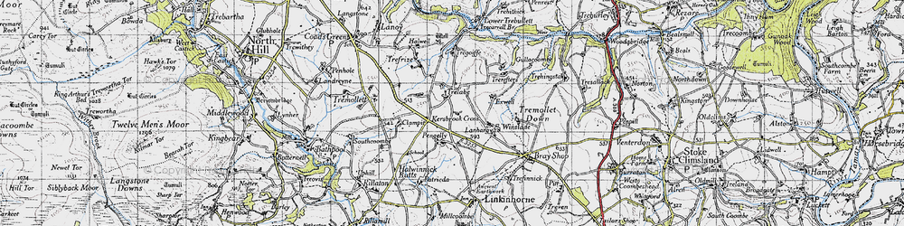 Old map of Kersbrook Cross in 1946