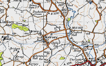 Old map of Kersey in 1946