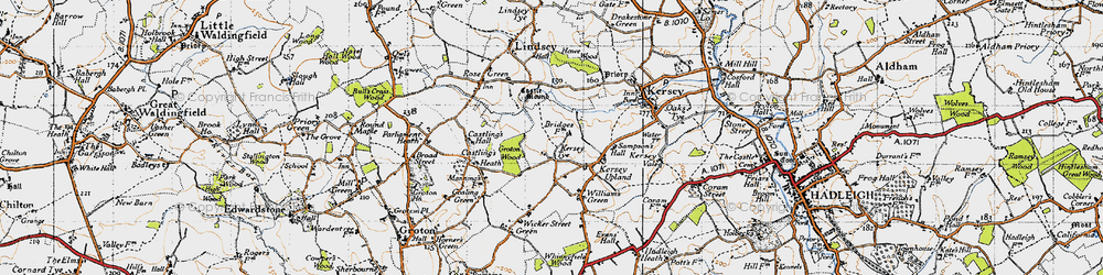 Old map of Kersey Tye in 1946