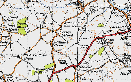 Old map of Kersey Upland in 1946