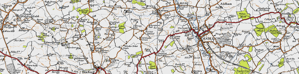 Old map of Kersey Upland in 1946