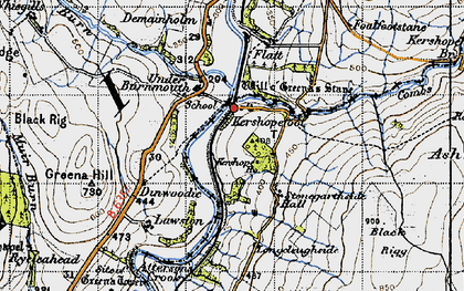 Old map of Kershopefoot in 1947