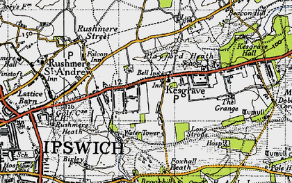 Old map of Kesgrave in 1946