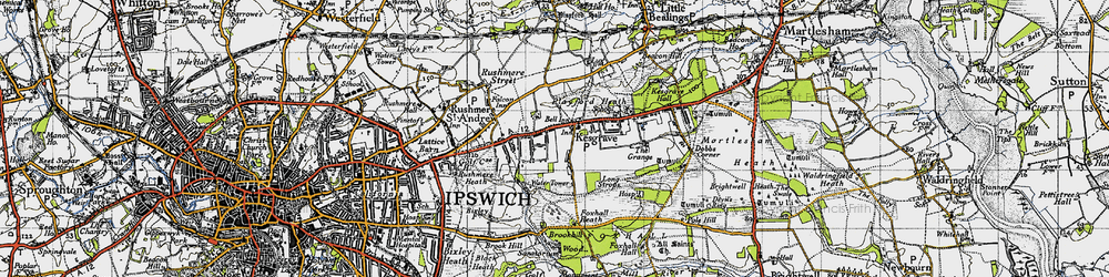 Old map of Kesgrave in 1946