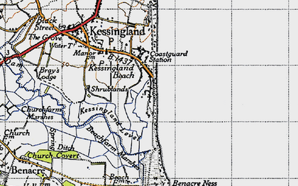 Old map of Kessingland Beach in 1946