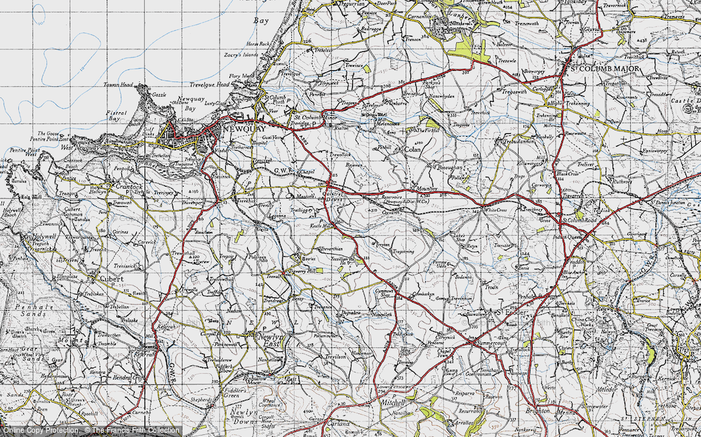 Old Map of Historic Map covering Coswarth in 1946