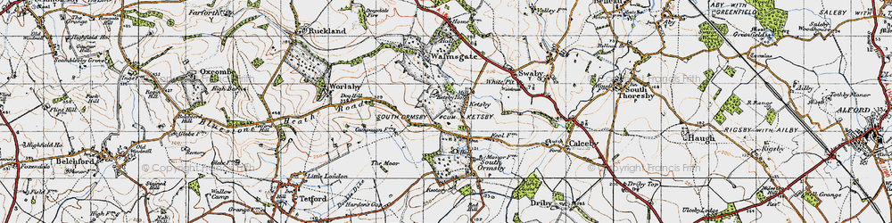Old map of Ketsby in 1946