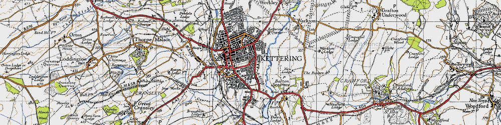 Old map of Kettering in 1946